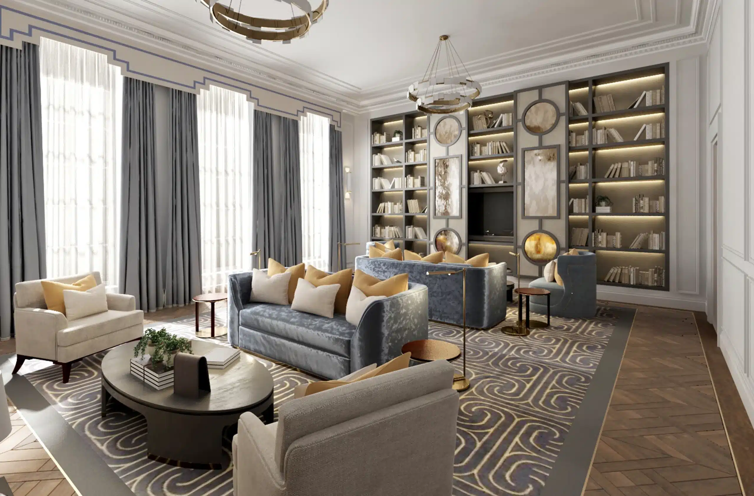 A loungeroom in an interior design project completed by katharine pooleys london based studio