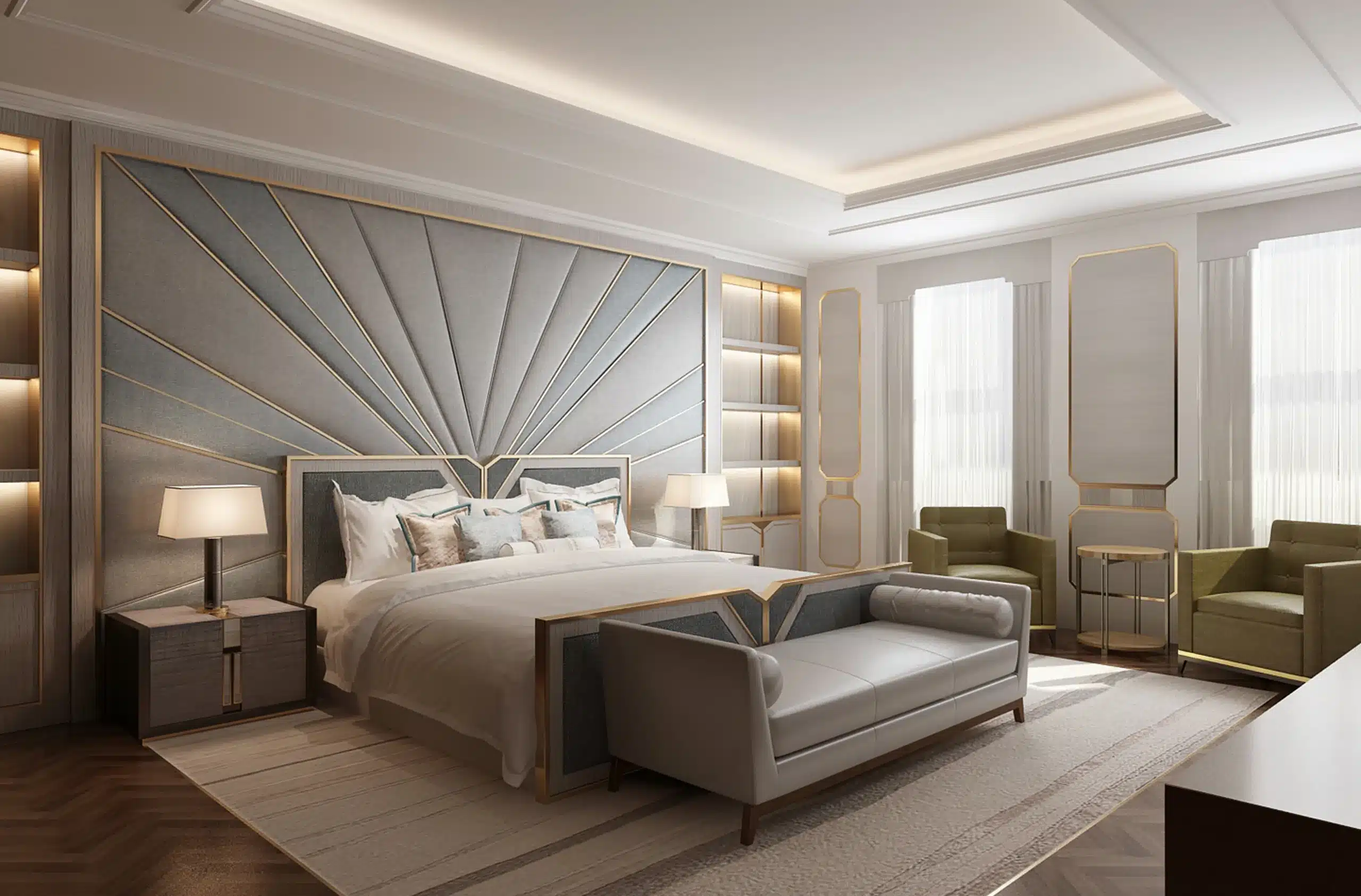 A bedroom in an interior design project completed by katharine pooleys london based studio
