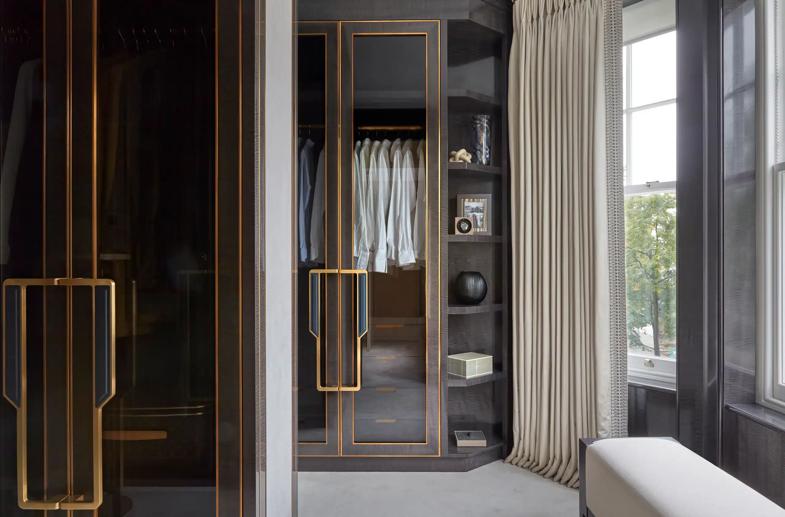 A men's dressing room in a central london townhouse project, with interior design by the uk's best interior designer katharine pooley