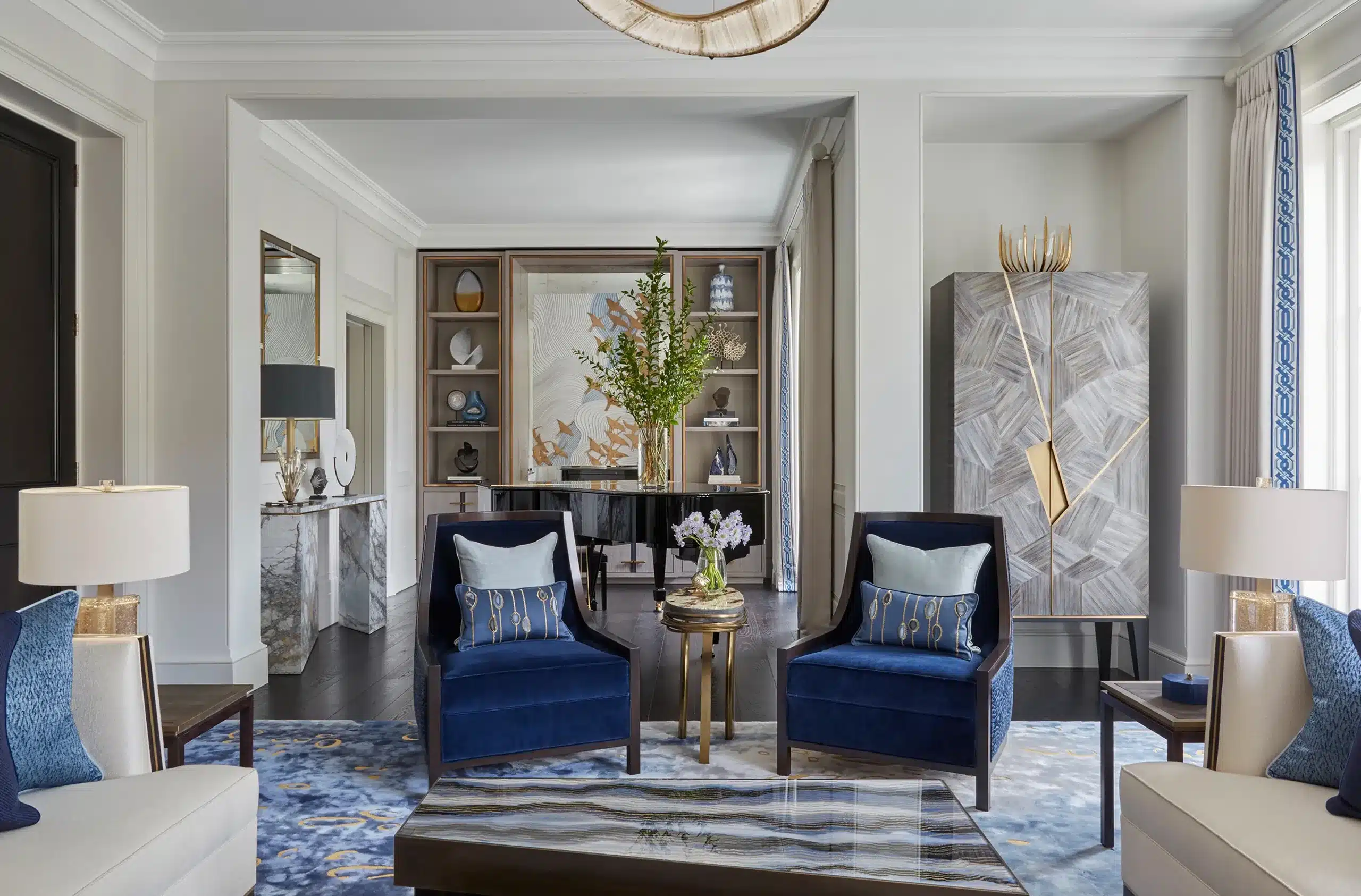 An opulent living room in one of UK interior designer Katharine Pooleys london based projects