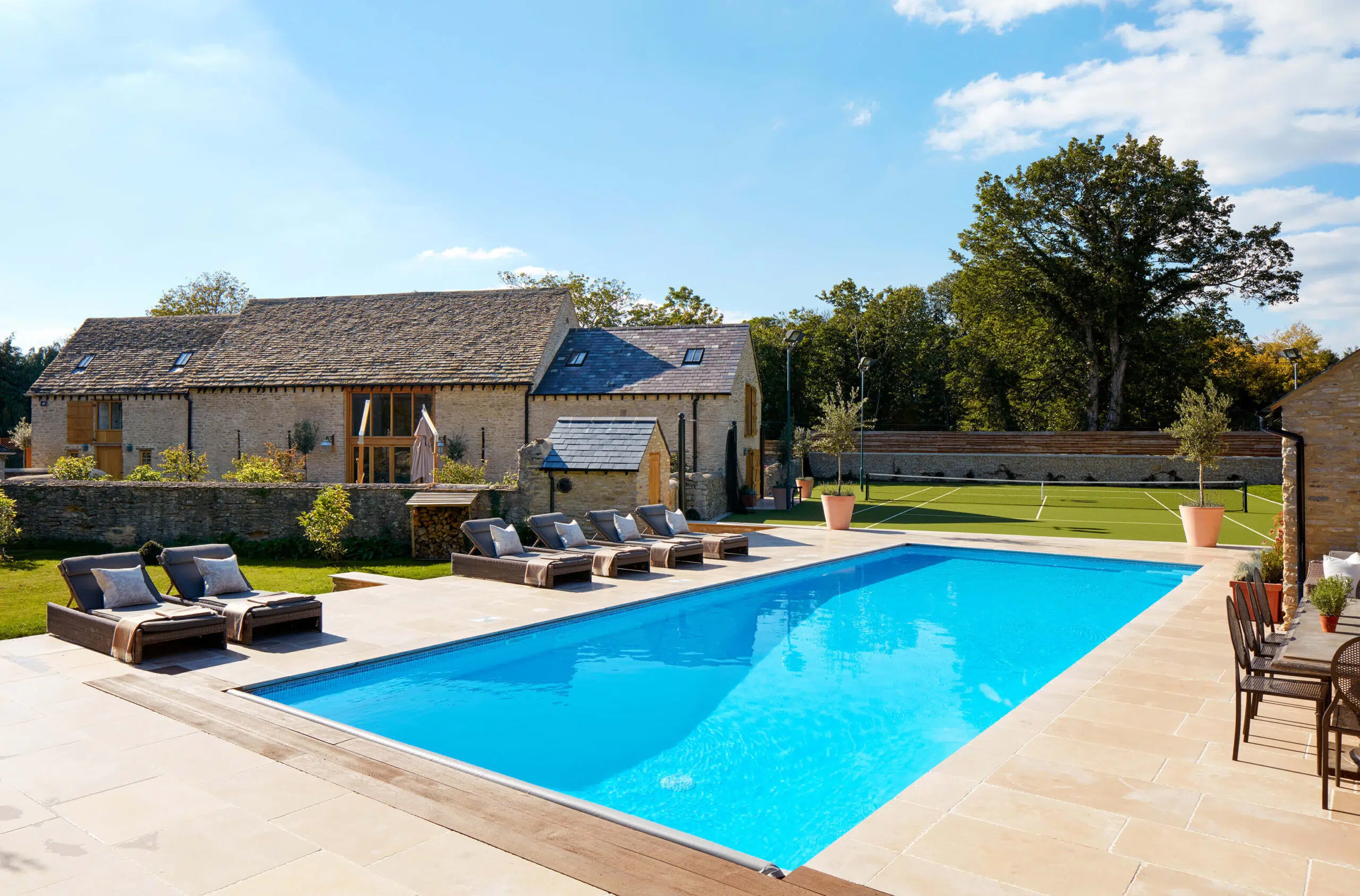 Swimming pool in luxury barn conversion