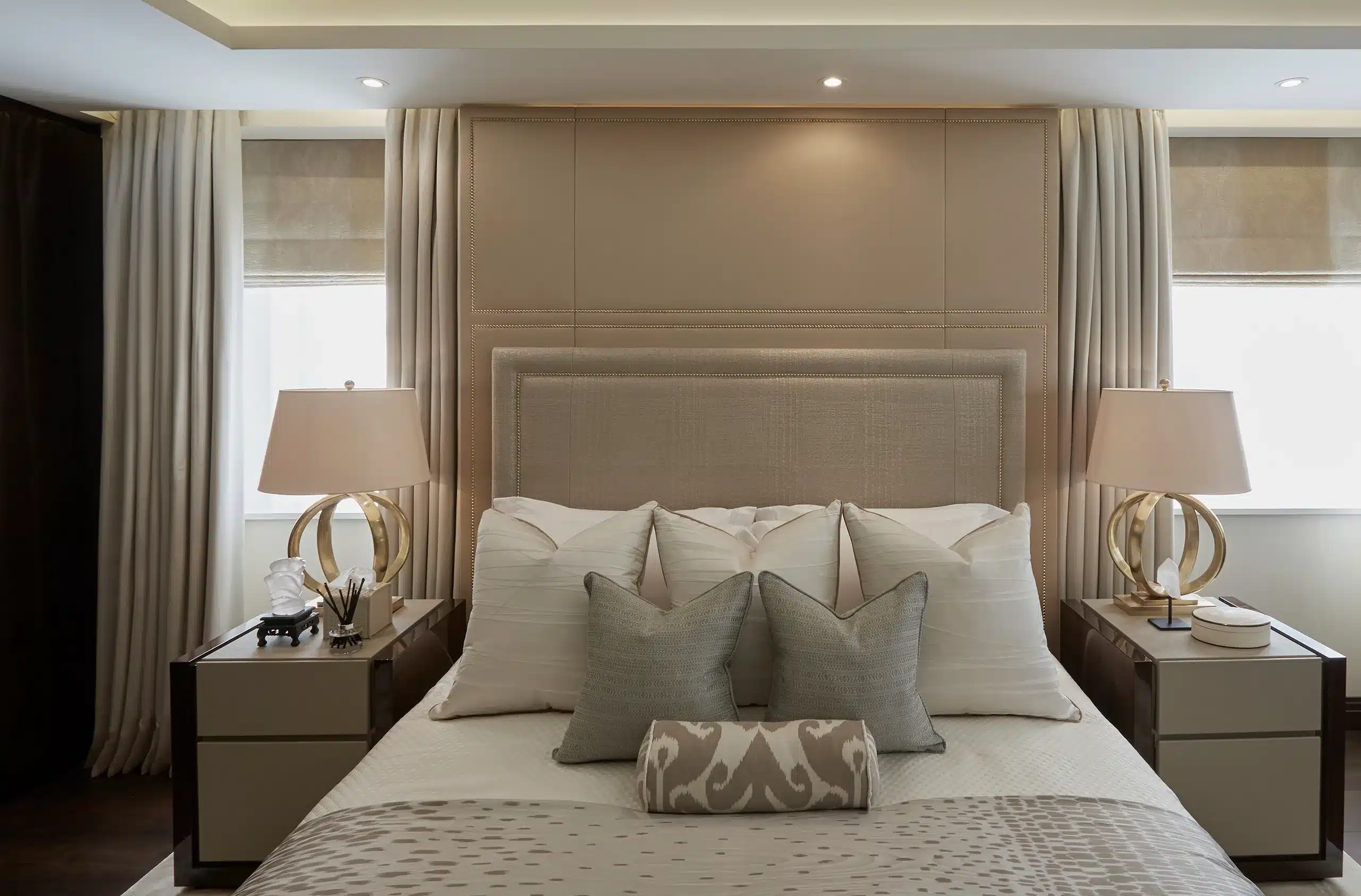 Master bedroom details at one of katharine pooleys interior design projects