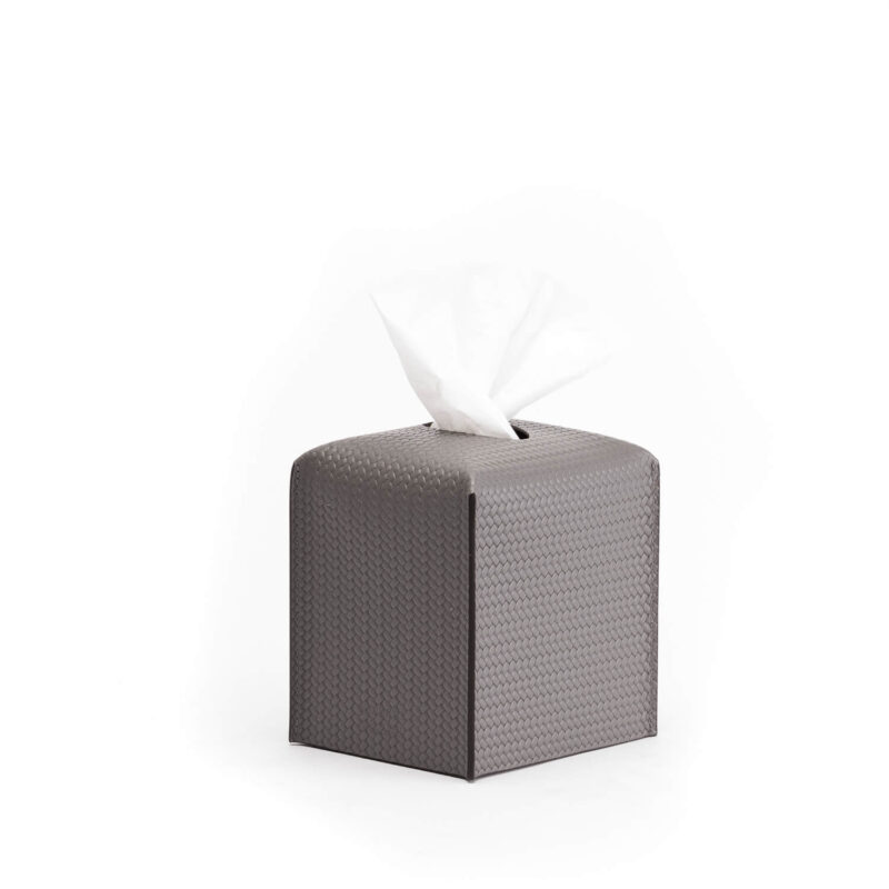 Grey Curved Leather Tissue Box | Katharine Pooley