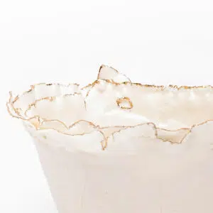 White and Gold Porcelain Bowl detail