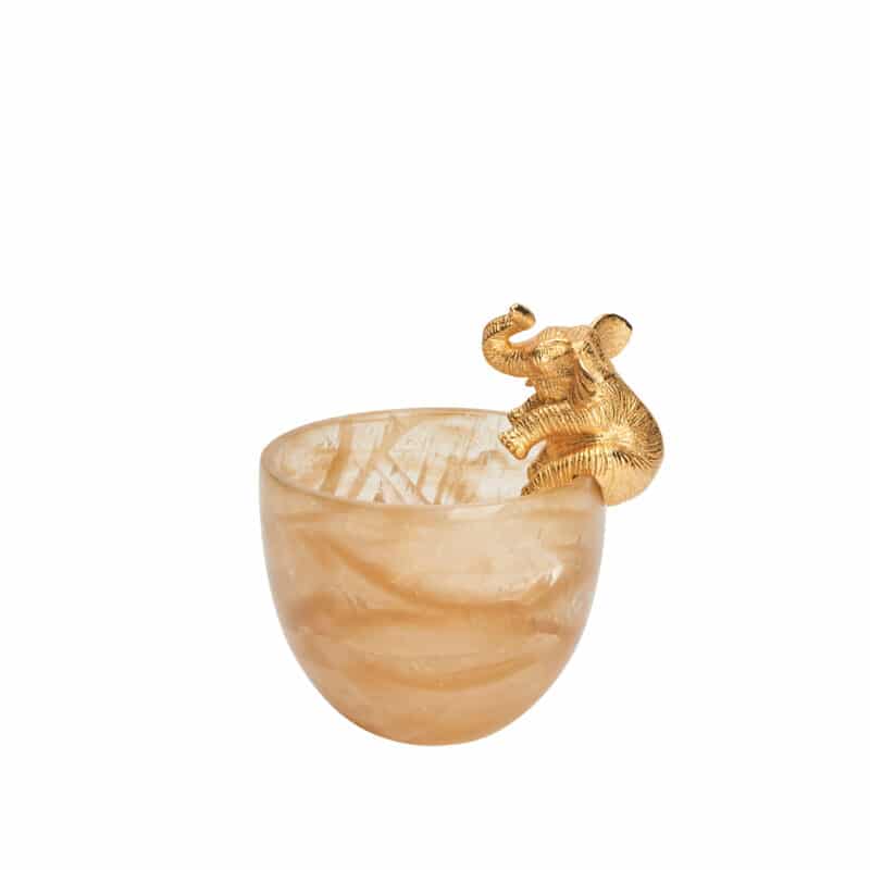 Luxury 24k Gold Elephant & Quartz Bowl