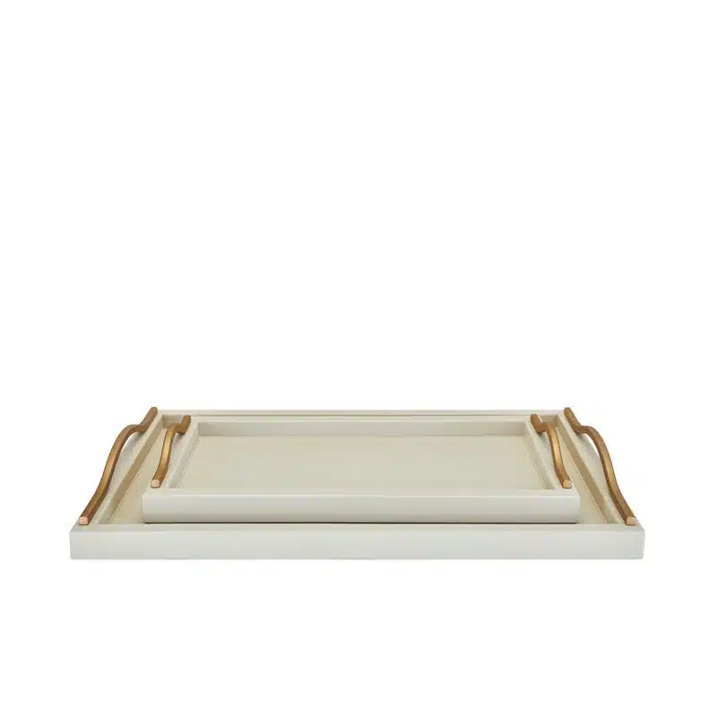 luxury leather tray with brass handle