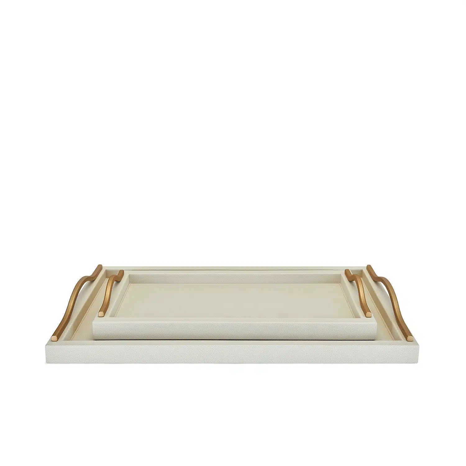 luxury leather tray with brass handle
