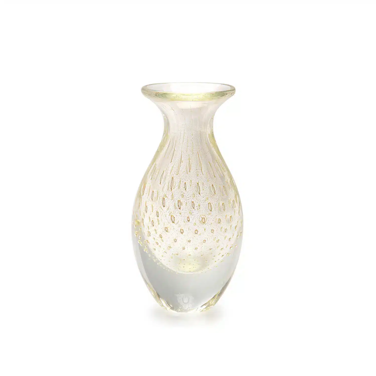 A stunning hand-blown merino glass vase in gold