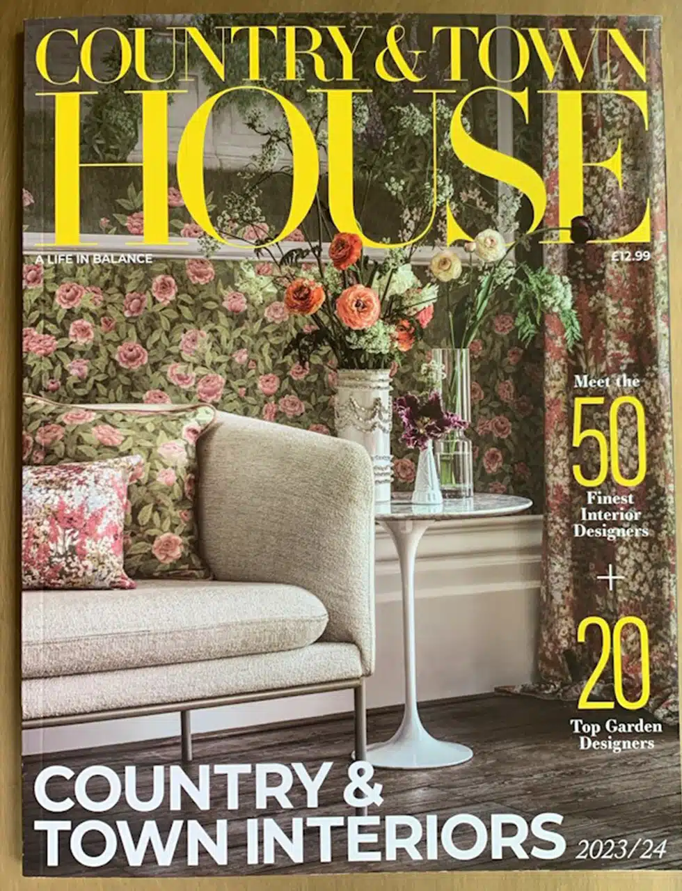 The cover of an edition of Country and Town House, one which features the top 50 interior designers