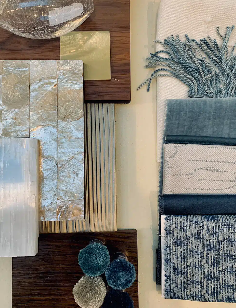 An interior design scheming board, a source of inspiration when planning a luxurious space