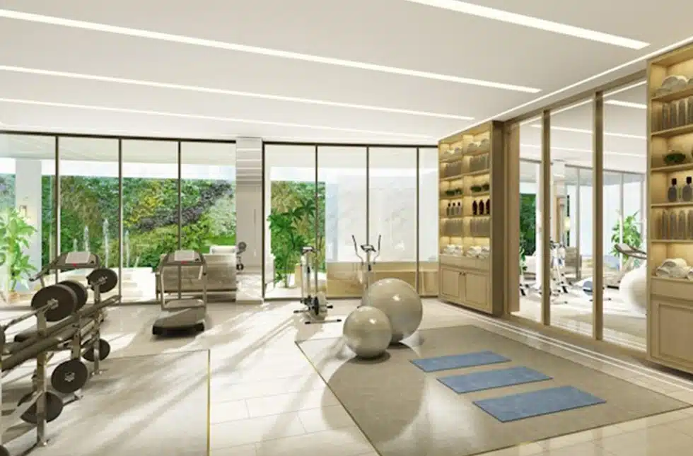 CGI of a gym and wellness in one of the world's leading interior designers projects - katharine pooley