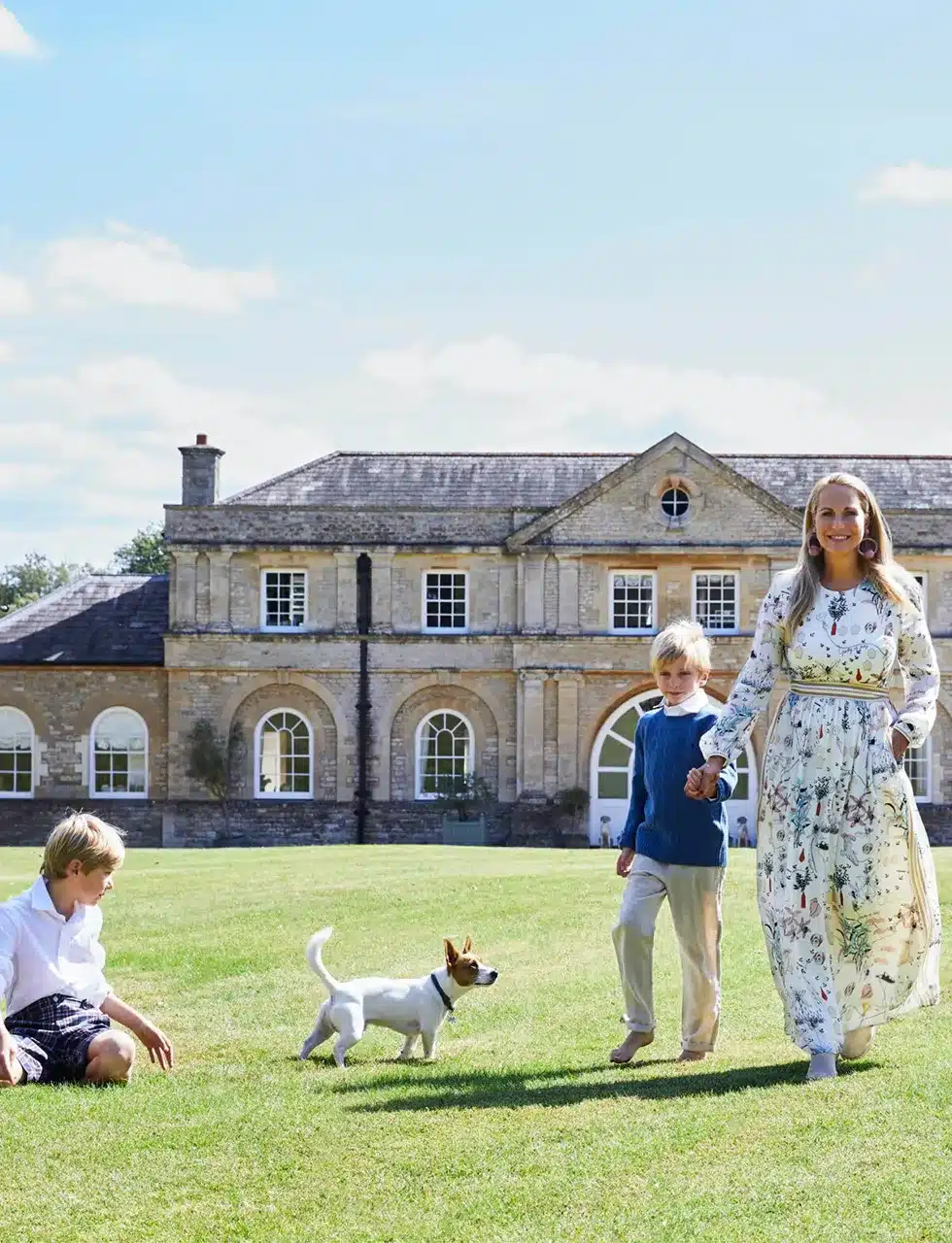 Interior designer Katharine Pooley and her family at home in the english countryside