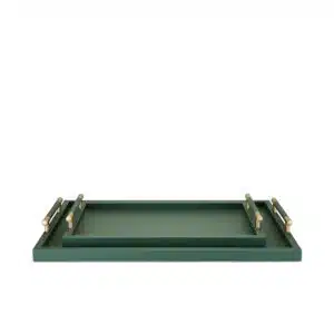 luxury leather tray with brass handles