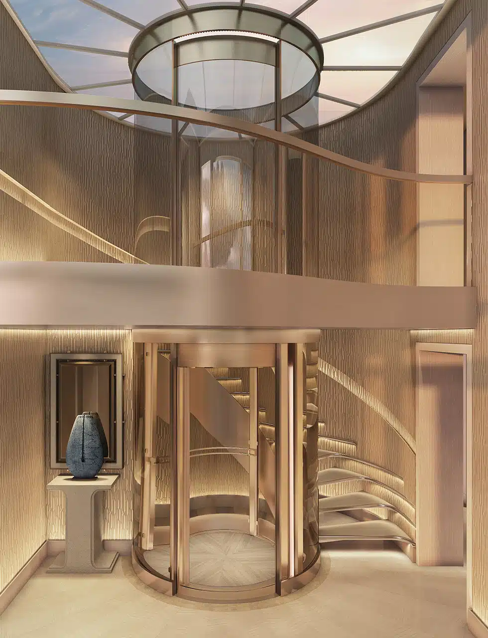 A innovative superyacht lobby by katharine pooleys interior design team