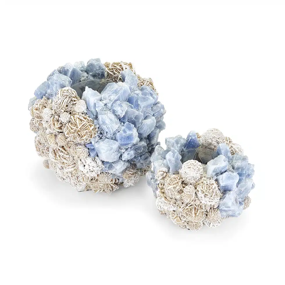 Blue Calcite And Desert Rose Votive - Katharine Pooley SW3