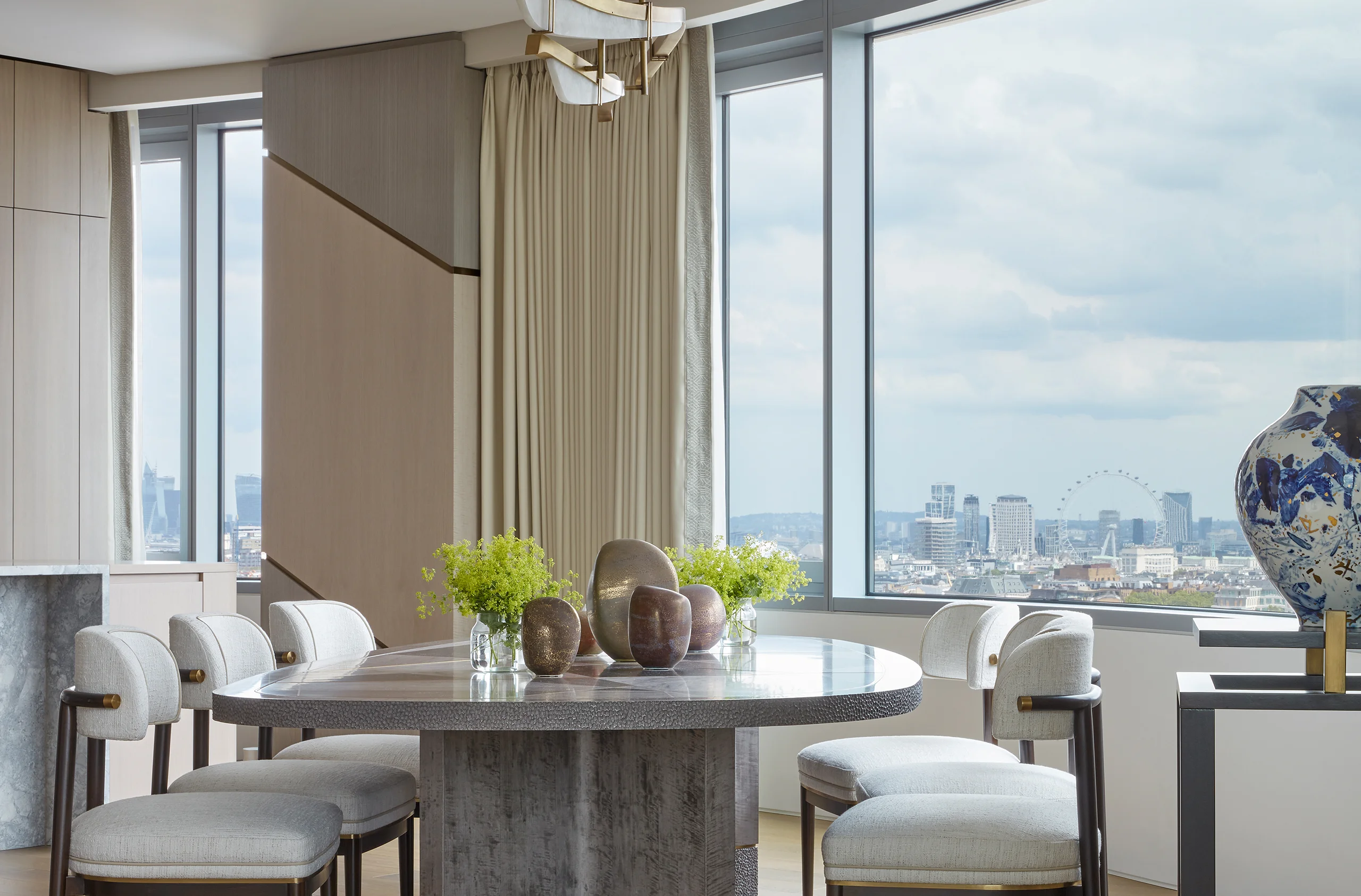 Dining room with the best view in london marble arch, designed by katharine pooley