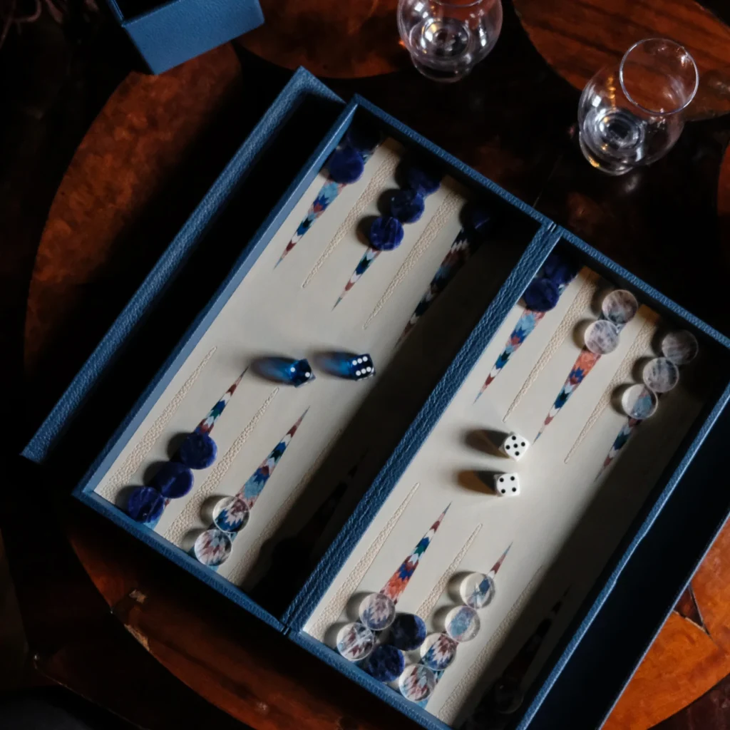 A handcrafted backgammon set by alexandra llewyn and katharine pooley pictured at forter castle