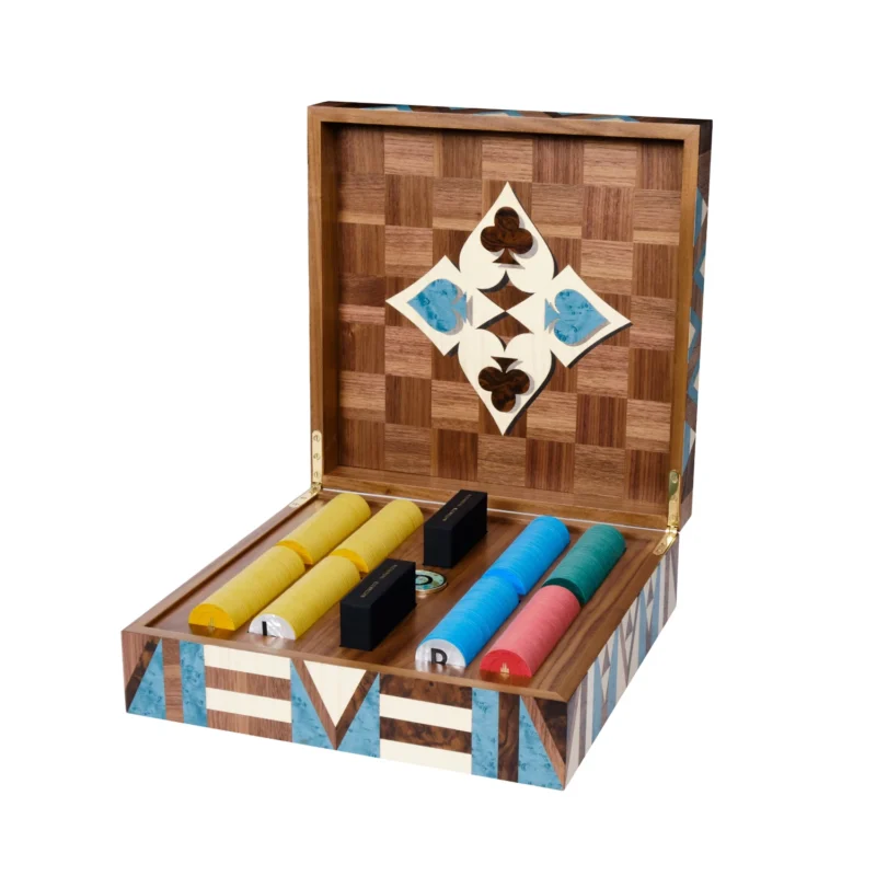 An artisanal poker set crafted by hand by alexandra llewyn and katharine pooley