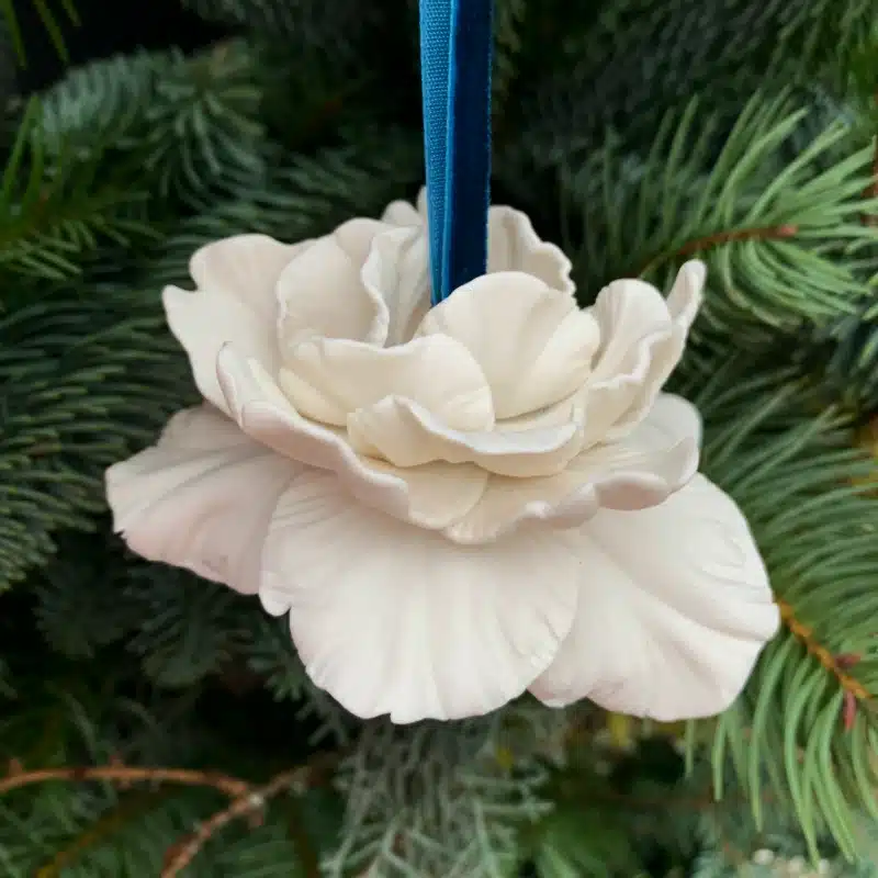 British handcrafted porcelain ceramic tulip christmas tree decorations by katharine pooley