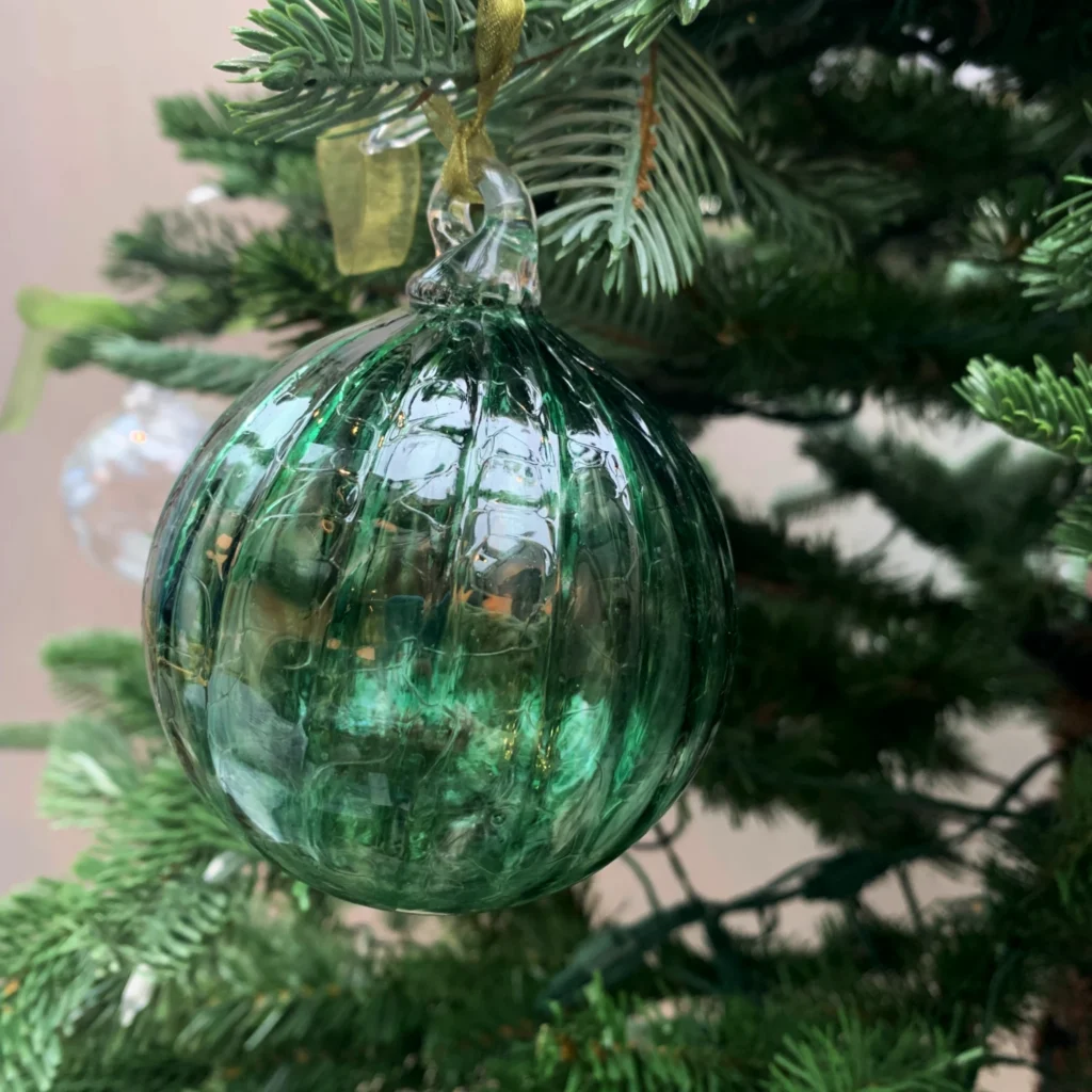 Sage Green Christmas Glass Bauble by katharine Pooley