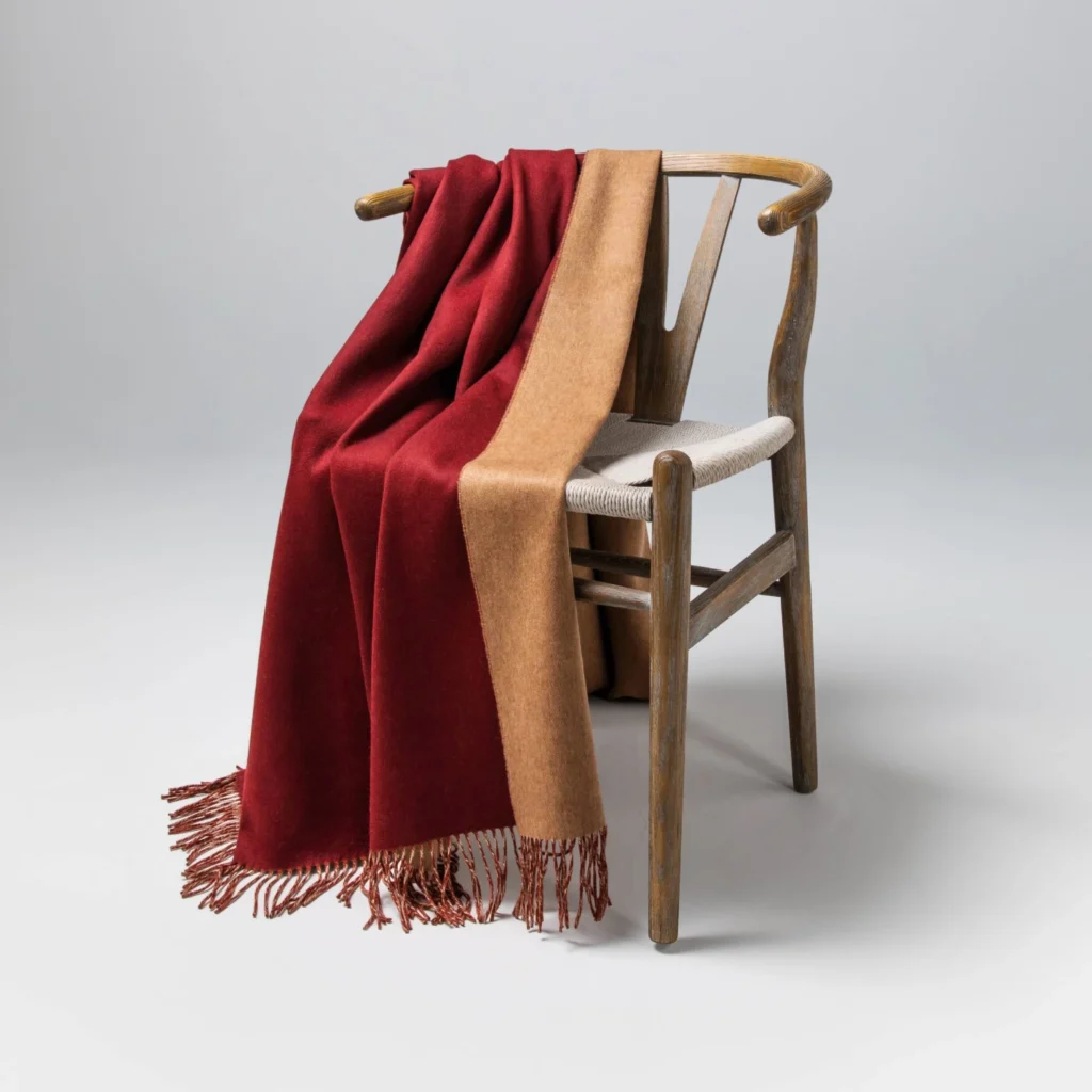 Reversible Burgundy & Fawn Cashmere Throw