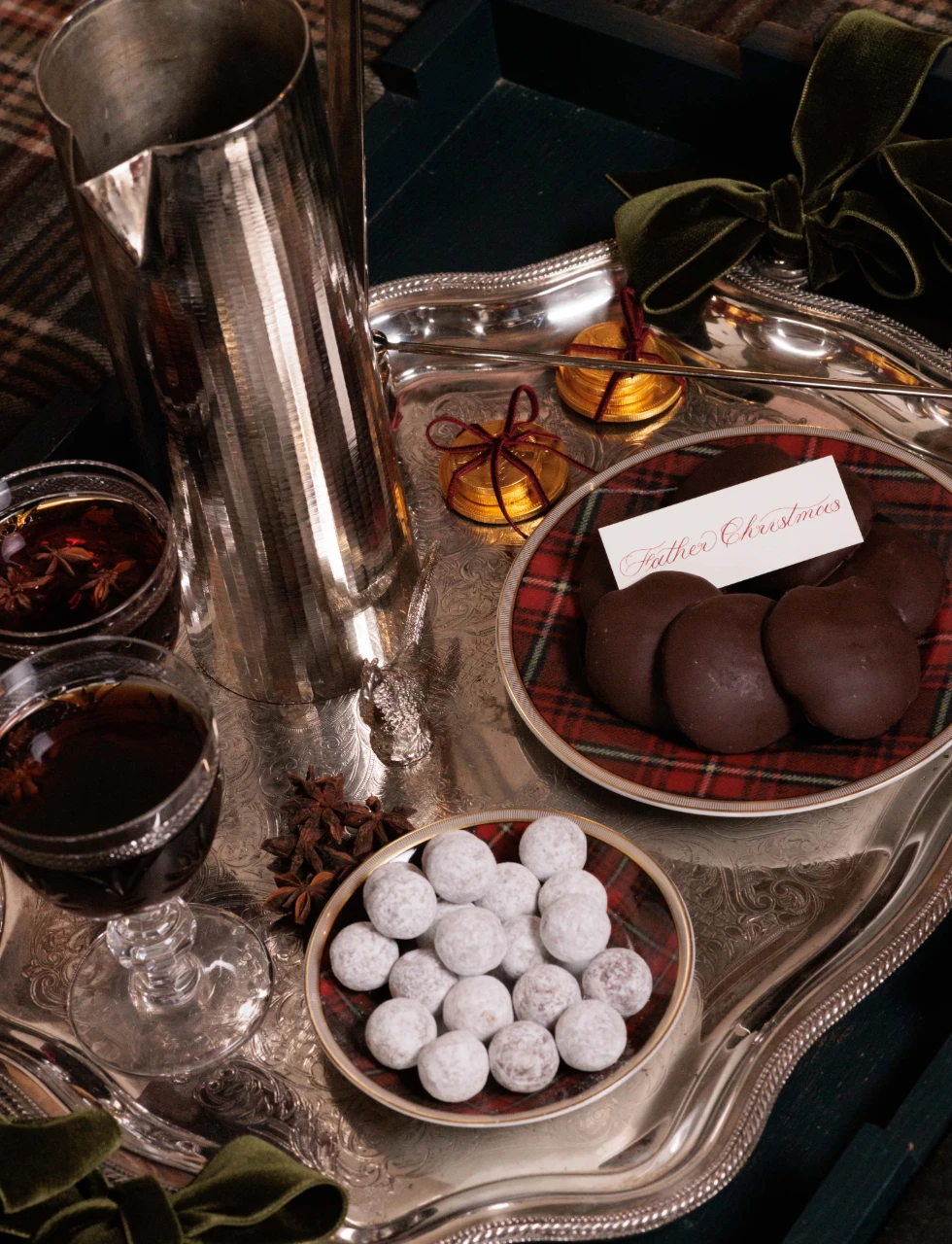 A Santa treat tray as set by Katharine Pooley, leading interior designer