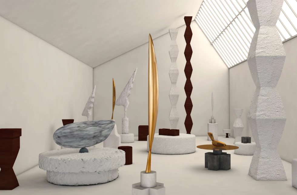 A reconstruction of the original studio of Constantin Brancusi